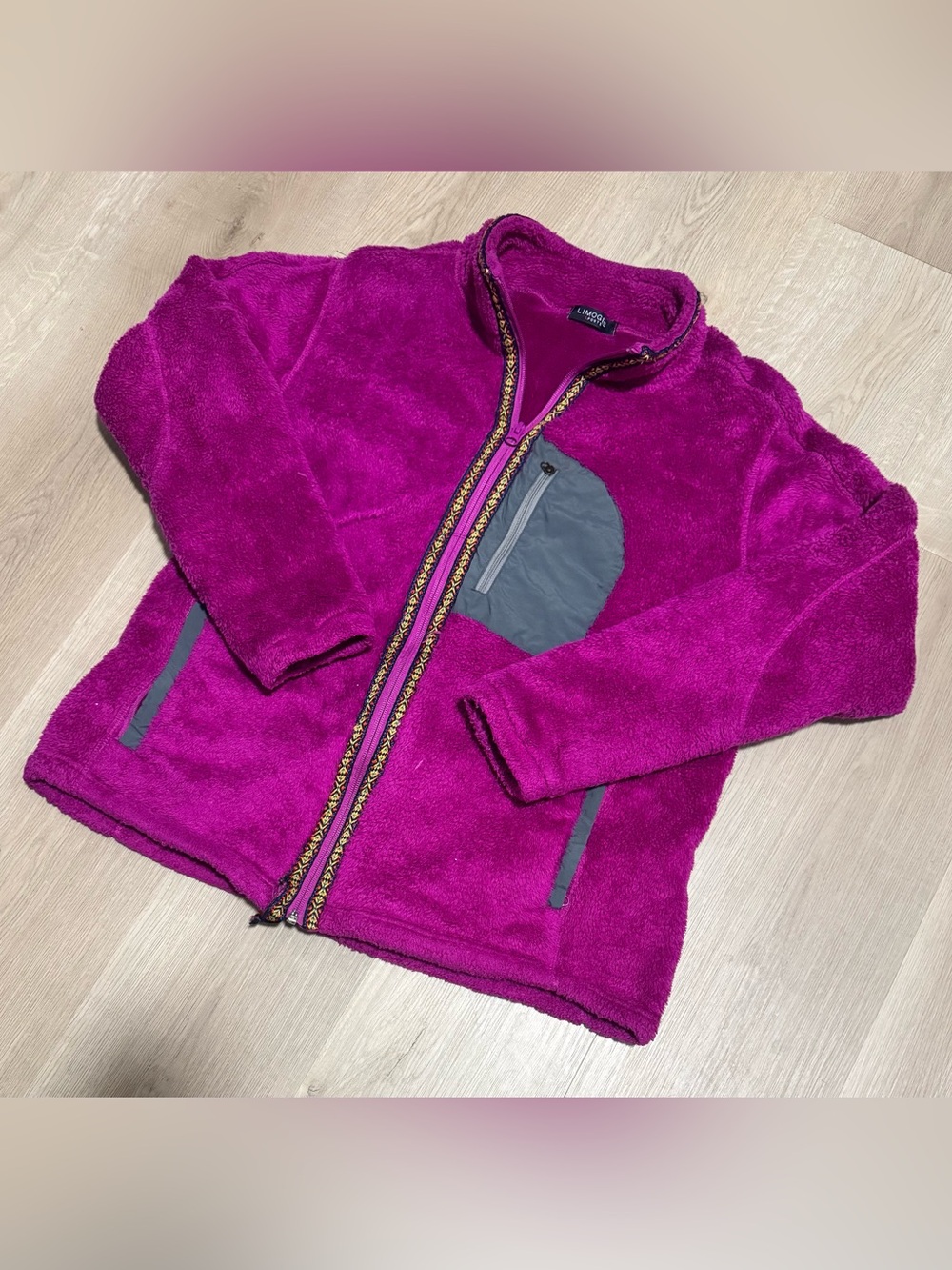 Vintage Limoges Sports Bright Magenta Fleece Jacket with Gray Accents